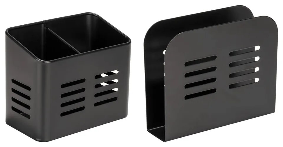 Set portaposate e portatovaglioli in metallo Black Outdoor Kitchen Baco - Wenko