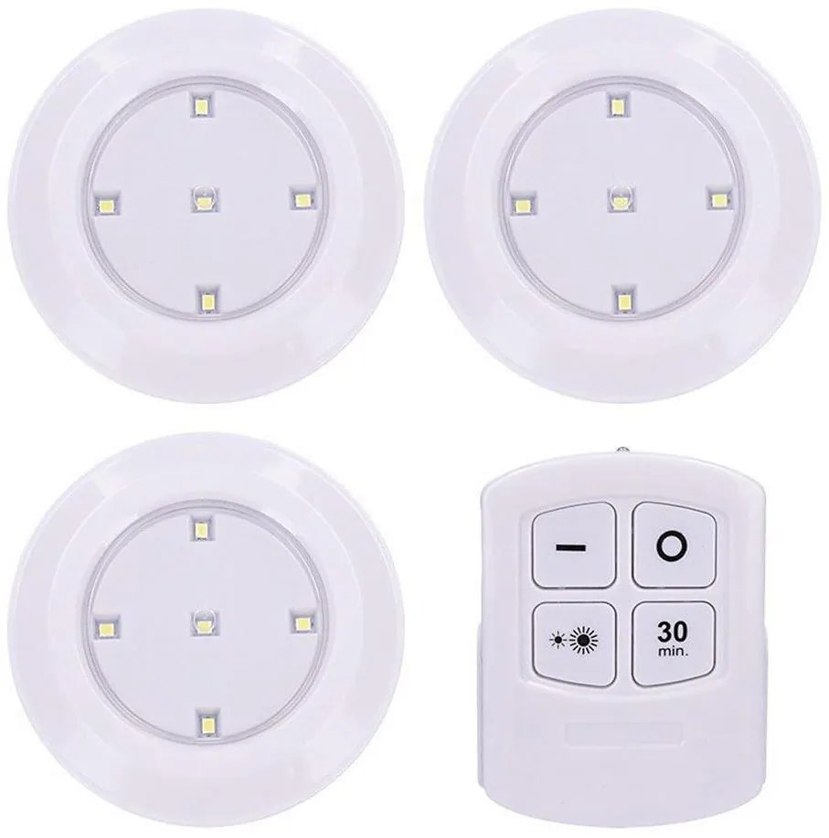 Solight WL906 - Set da 3 lampade dimmerabili a LED con telecomando (alimentazione 3×AAA)