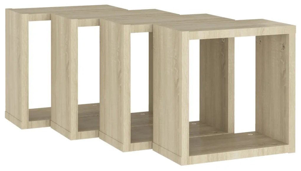 Mensole a cubo 4 pz rovere sonoma 30x15x30 cm