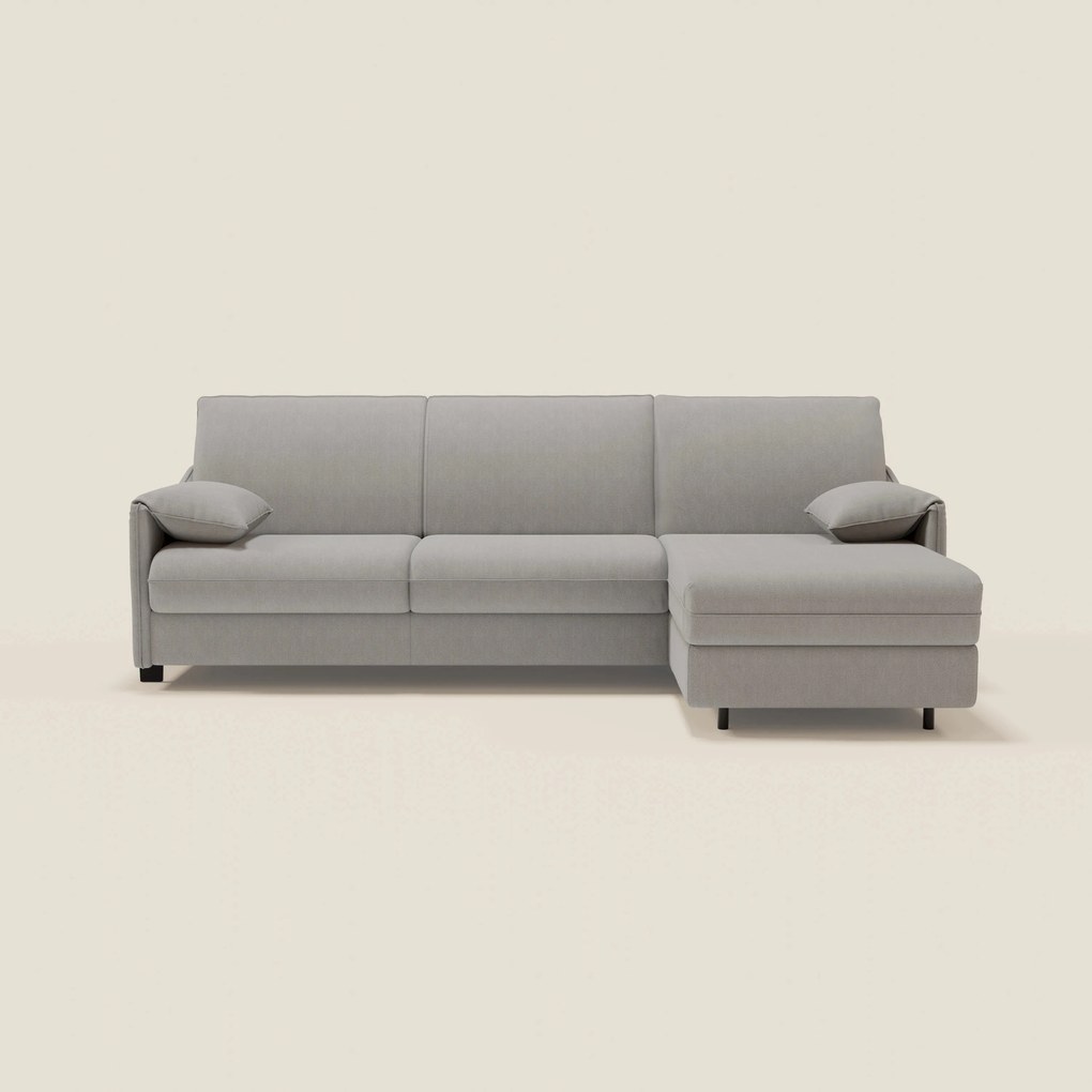 Primula divano letto angolare con materasso H18 cm - penisola contenitore in tessuto smacchiabile T05