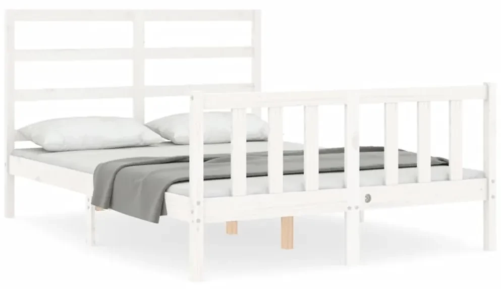 Giroletto con testiera bianco 140x190 cm in legno massello