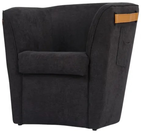 Poltrona in tessuto Nero antimacchia con tasche decorative