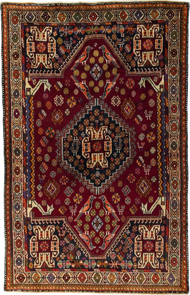 Shiraz Tappeto persiano 210 x 130 Rosso (Iran) Annodato A Mano