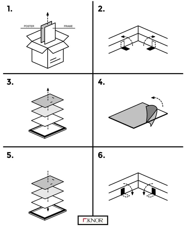 Set di 4 poster in cornice 30x40 cm Calm - knor