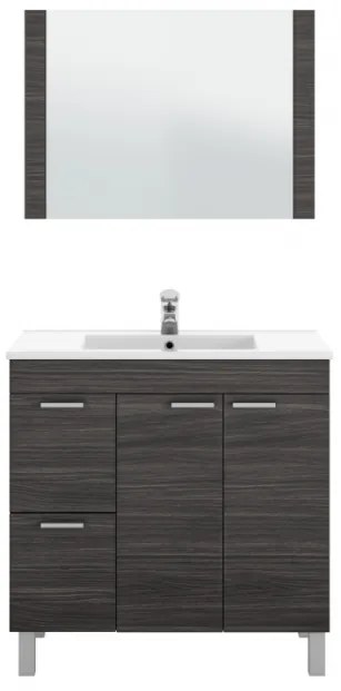 Mobile bagno 80x45x80h con specchio, grigio