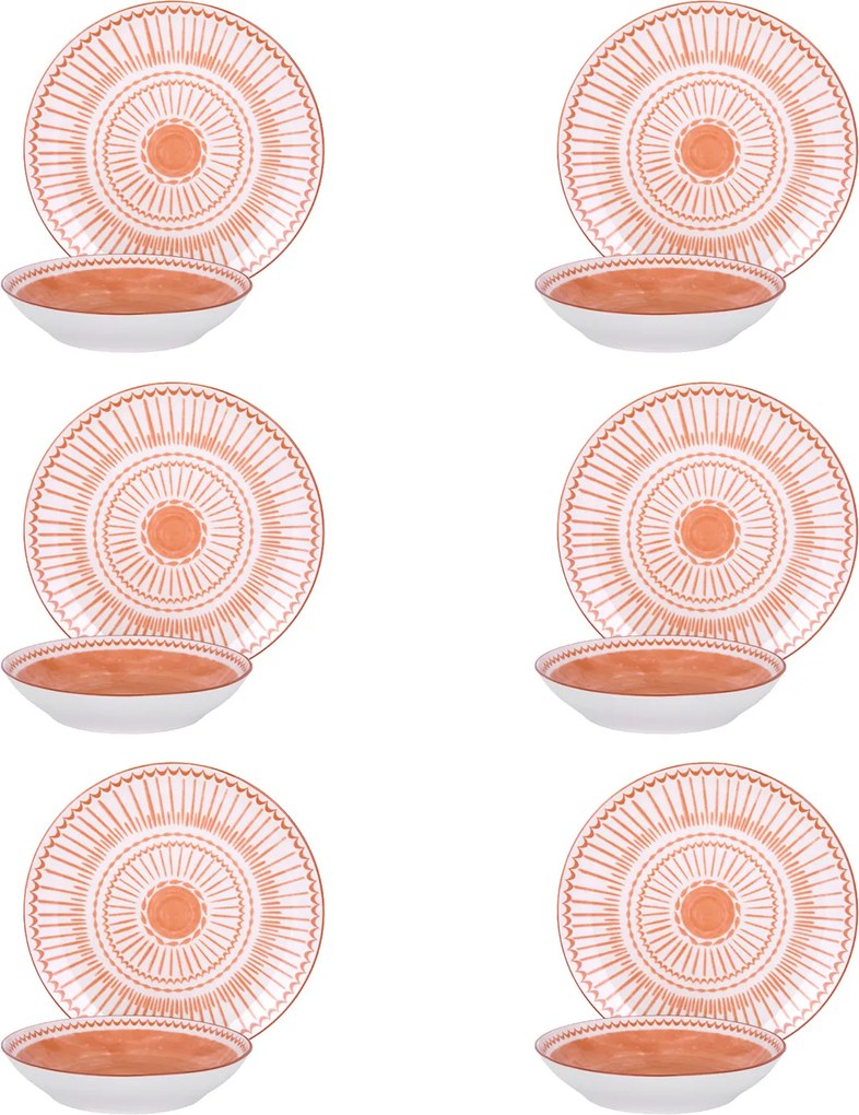 Servizio 12 piatti porcellana Oretha rosso