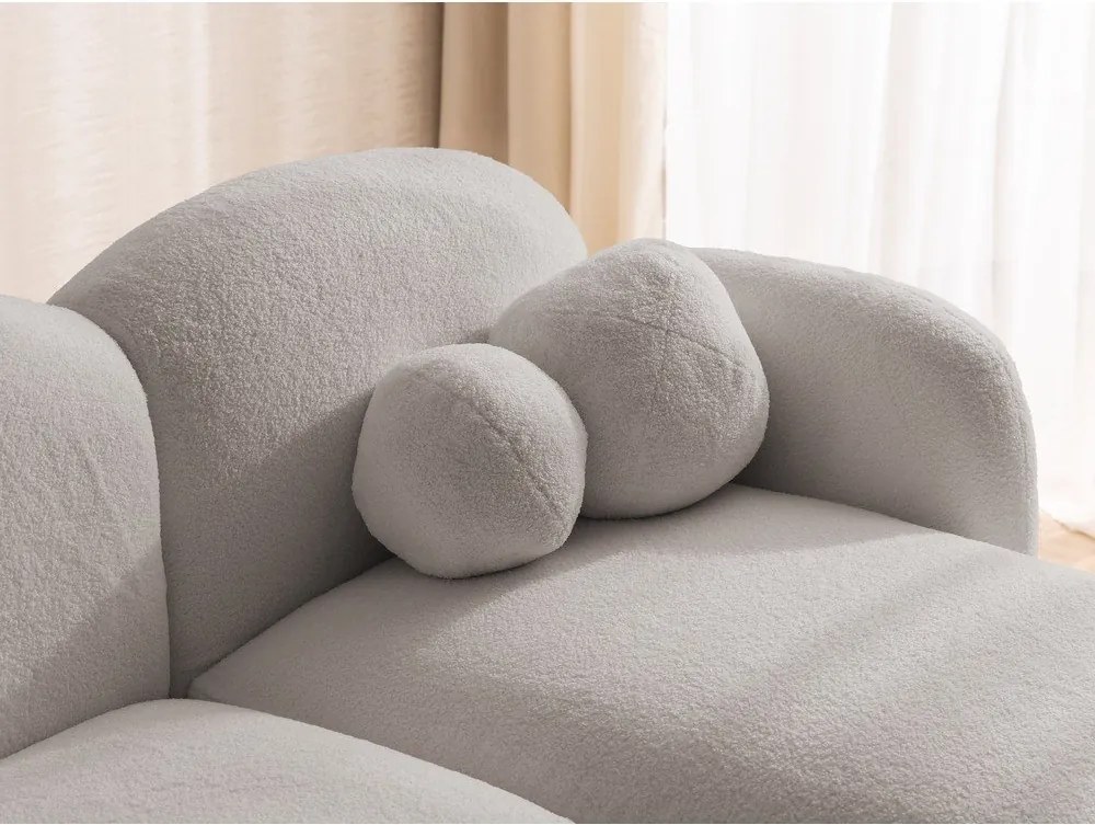 Divano angolare grigio (con penisola a destra/con chaise lounge) con rivestimento in bouclé Orbit – Ropez