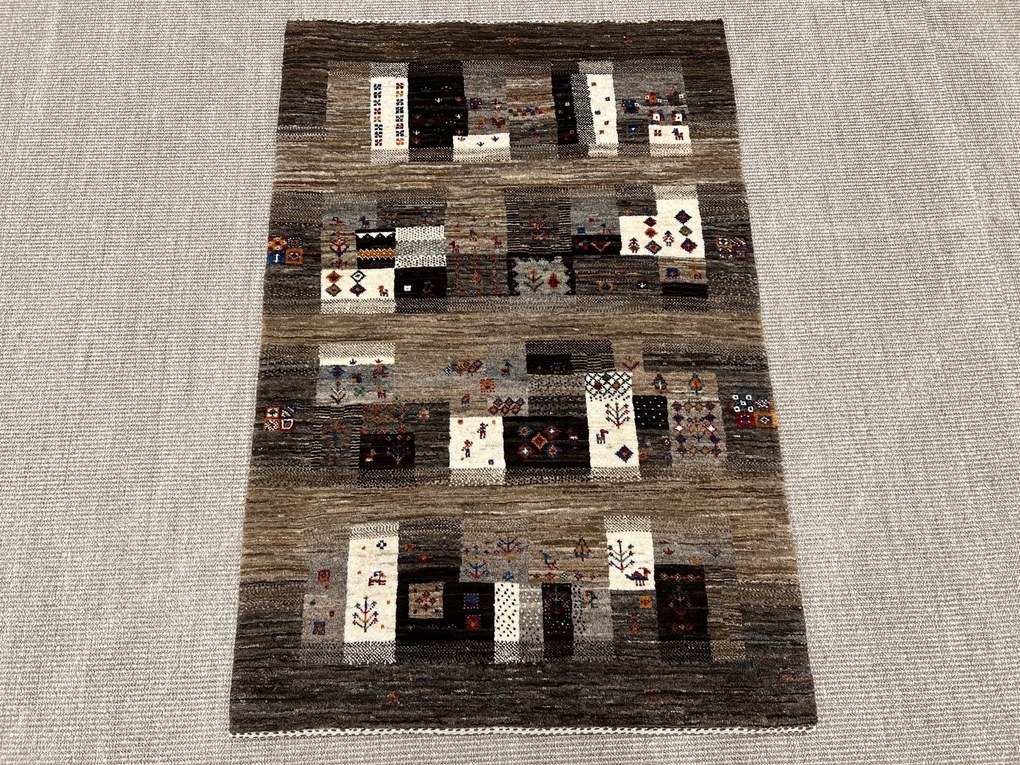Loribaft Tappeto 90 x 130 Grigio (Iran) Annodato A Mano