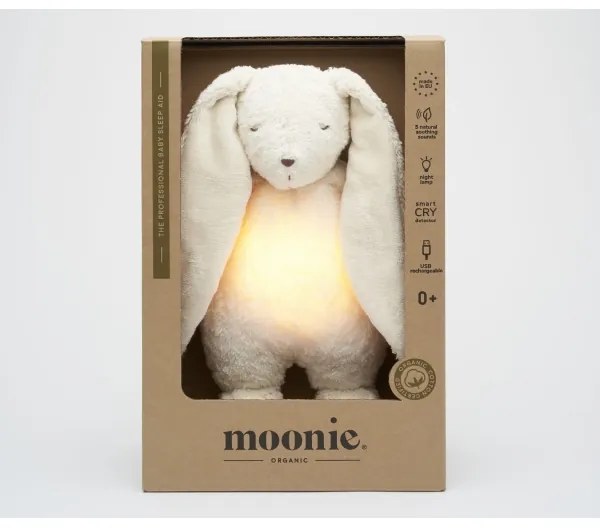 Moonie - Compagno di coccole con melodia e luce coniglietto 2.0 organic polar