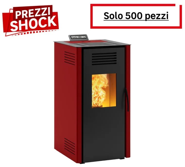 Stufa a pellet ventilata VIESTE 7 PLUS 7.3 kW rosso