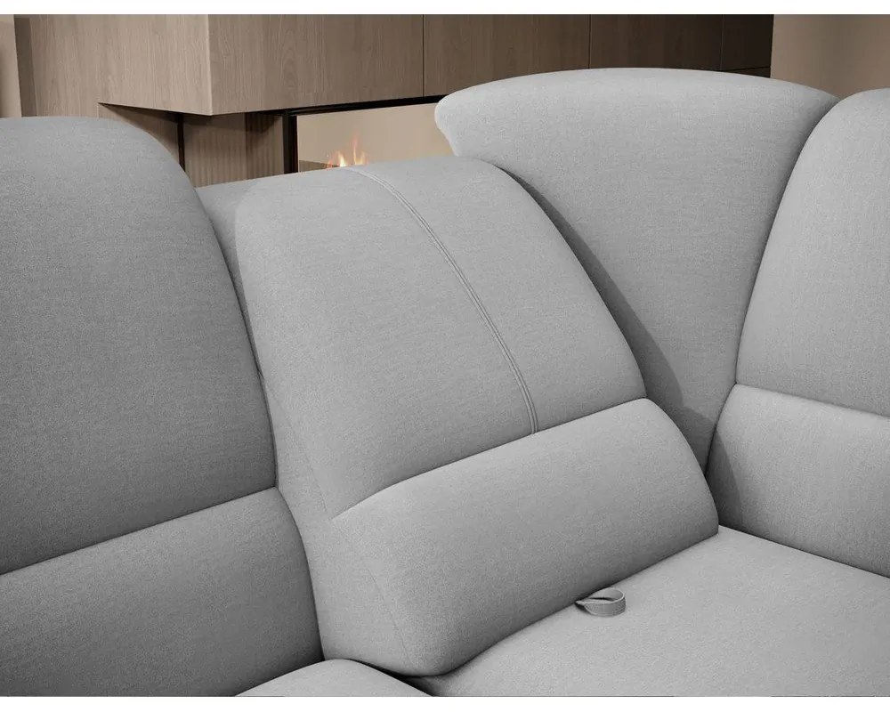 Divano angolare grigio allungabile/con contenitore (con penisola a destra/a L) e rivestimento in velluto Siber – ELTAP