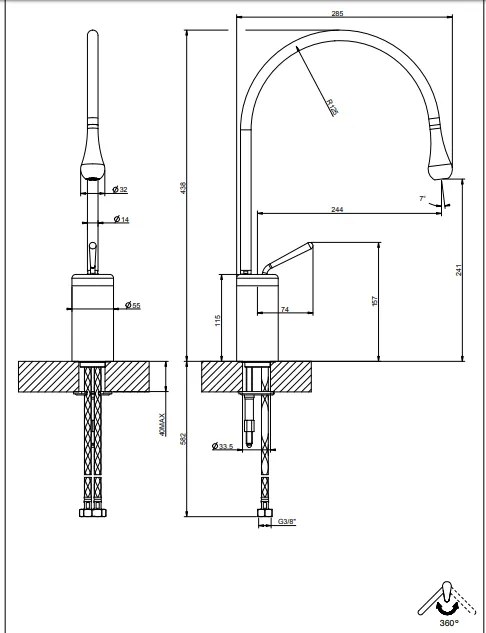 Miscelatore Monocomando Lavabo Con Canna R 12 Bianco Goccia 33605 Gessi