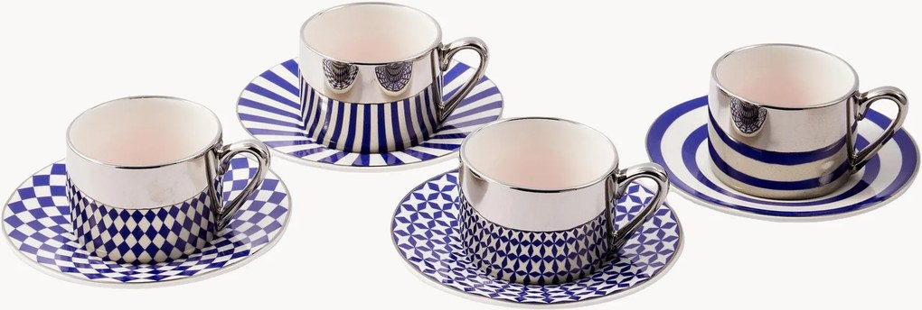 Set di 4 tazzine da caffè in porcellana con piattino Aunty