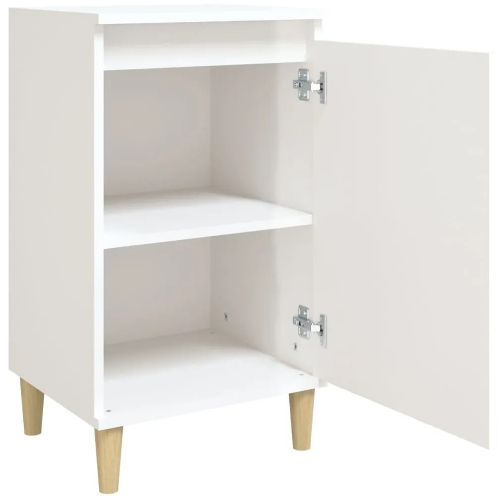 Comodini 2 pz Bianco Lucido 40x35x70 cm in Legno Multistrato