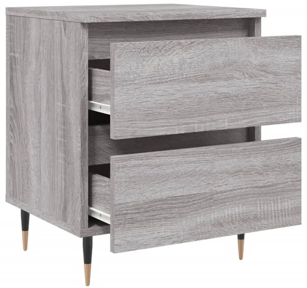 Comodini 2pz Grigio Sonoma 40x35x50 cm in Legno Multistrato