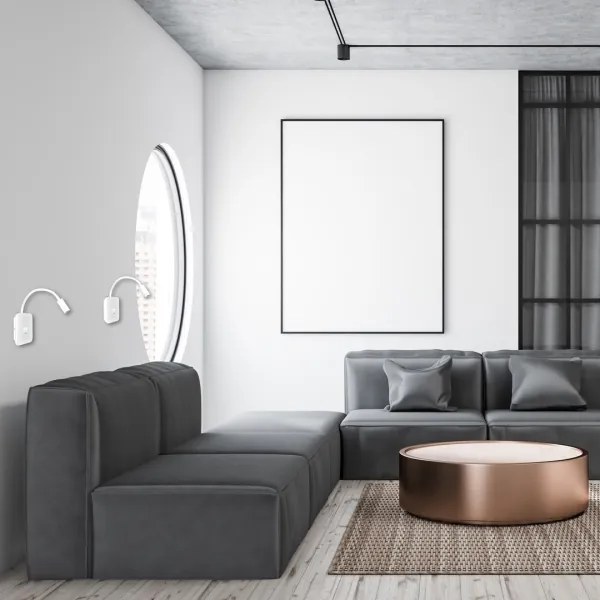 LED Lampada flessibile da parete con base USB 1xLED/8W + 1xLED/2W/230V bianco