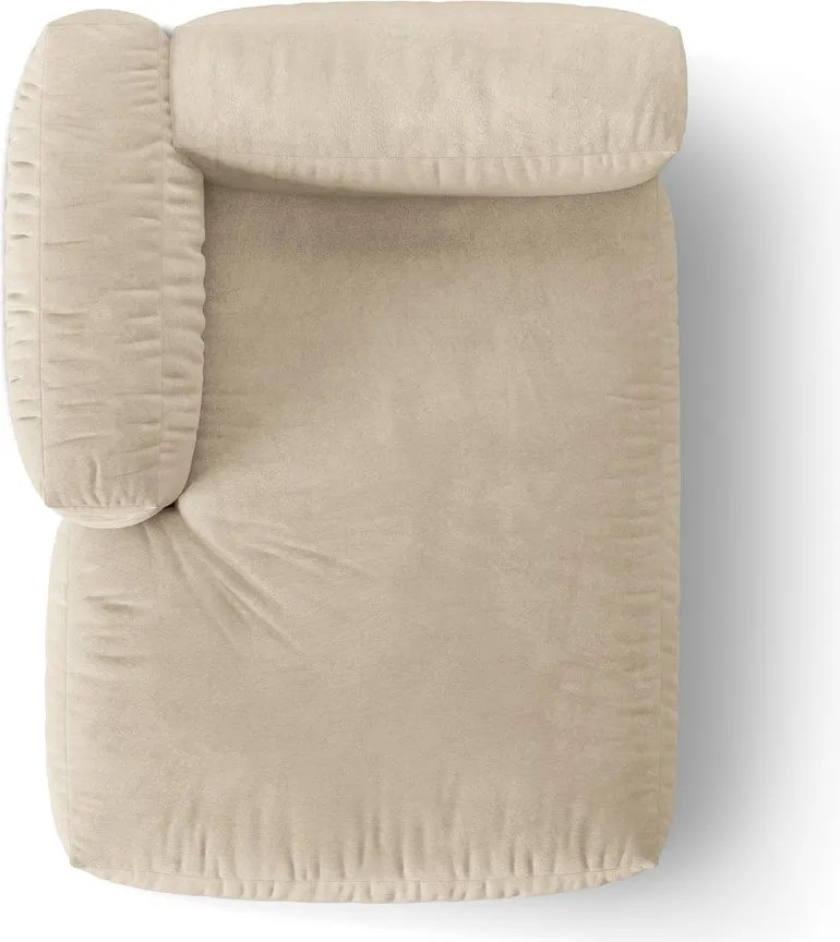 Parte divano componibile beige (con penisola a sinistra) con rivestimento in velluto Martina – Micadoni