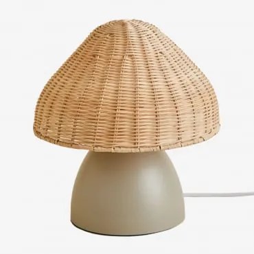 Lampada Da Tavolo Esmeret In Rattan E Metallo Natural - Sklum