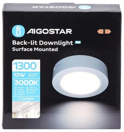 Aigostar - LED Plafoniera LED/12W/230V diametro 17,4 cm 3000K bianco