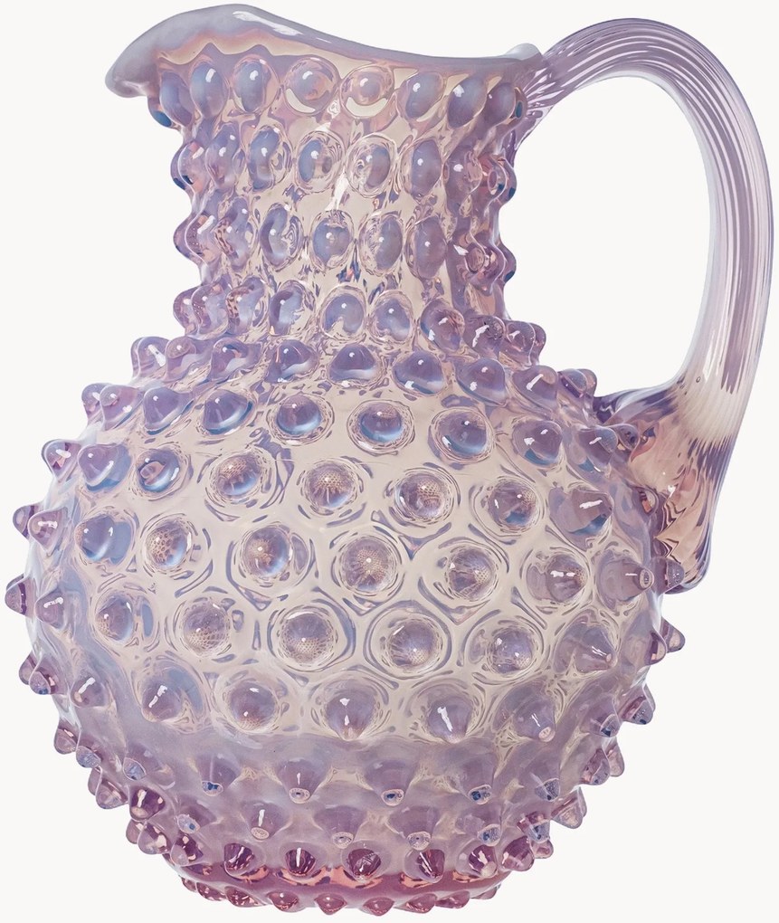 Brocca in vetro soffiato Hobnail