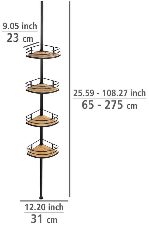 Mensola telescopica angolare in bambù per bagno in nero-naturale opaco Dolcedo - Wenko
