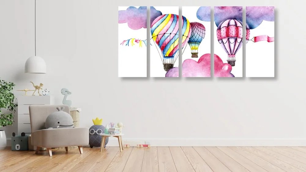 Quadri 5 pezzi – Palloncini nel vento