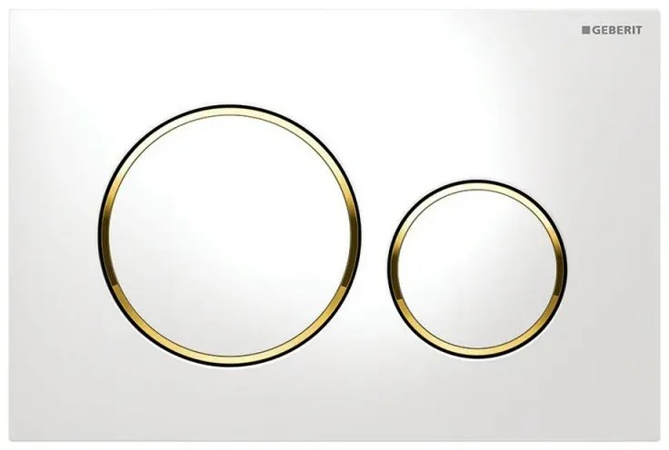 Placca di comando Geberit Sigma20 bianco lucido e inserti oro