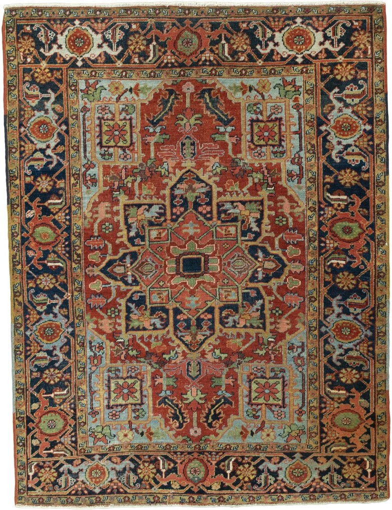 Heriz Tappeto 200x150 Rosso (Iran) Annodato A Mano