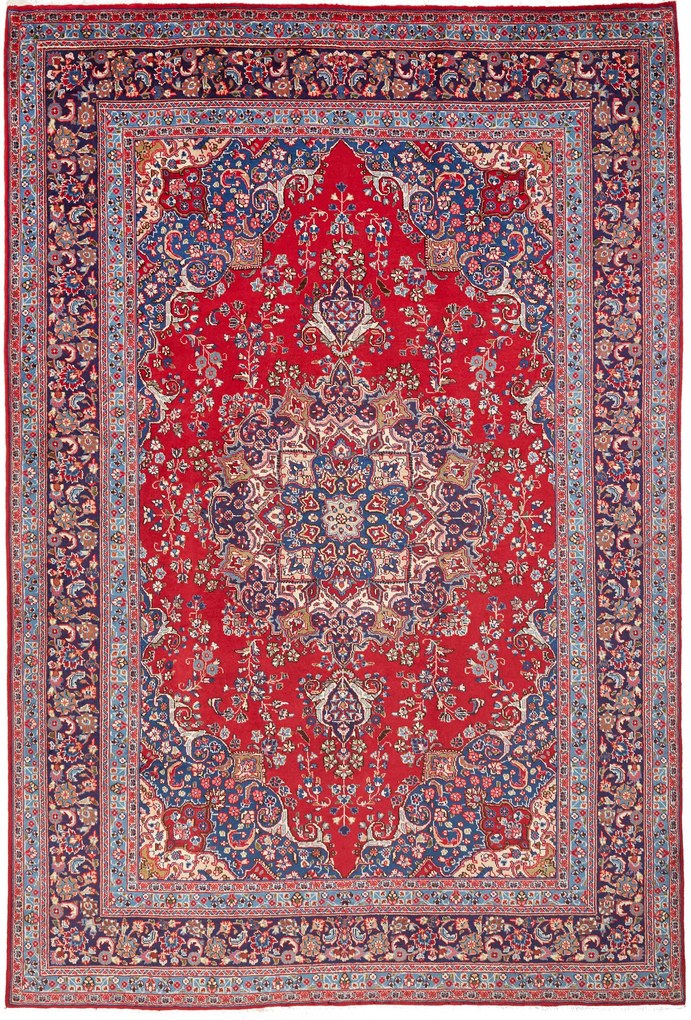 Mashad Tappeto persiano 290 x 290 Rosso (Iran) Annodato A Mano