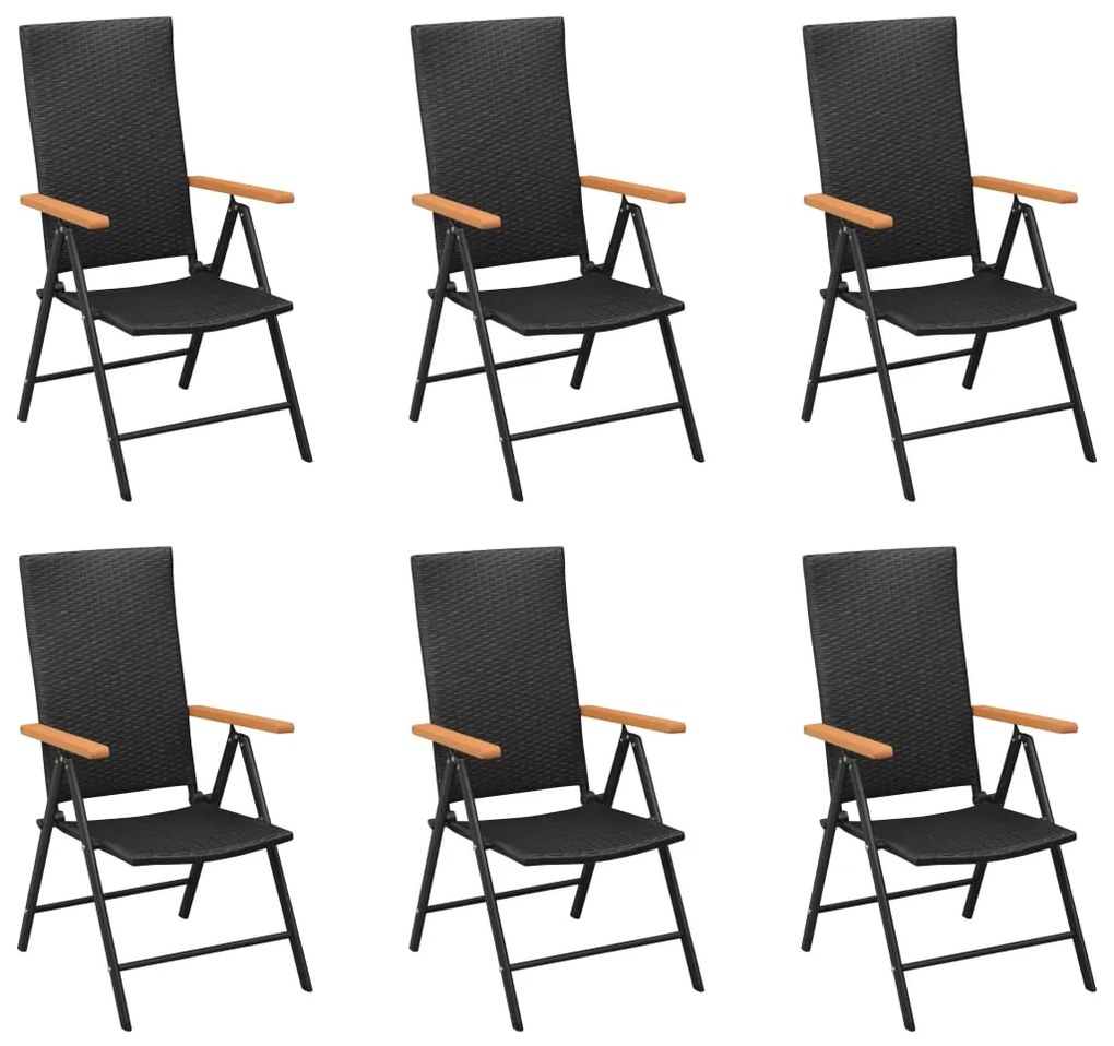 Set da pranzo da giardino 7 pz nero e marrone