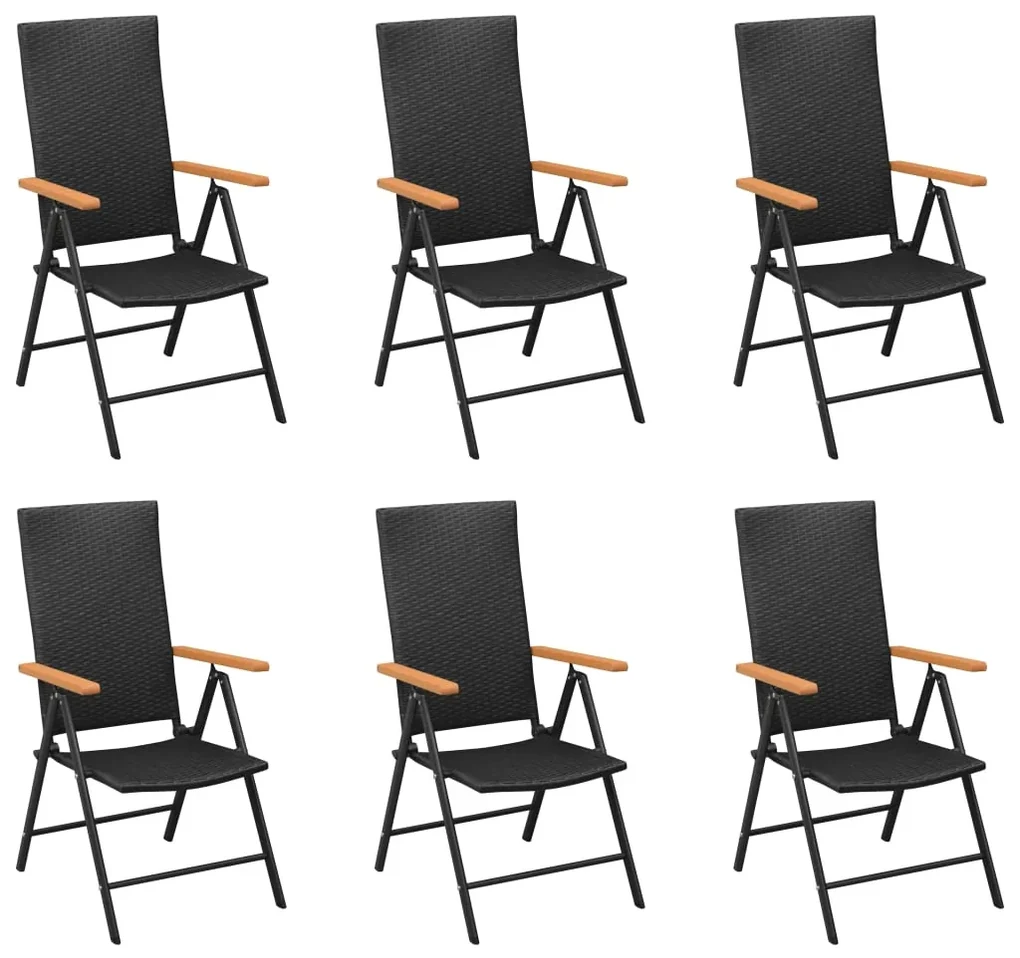 Set da pranzo da giardino 7 pz nero e marrone