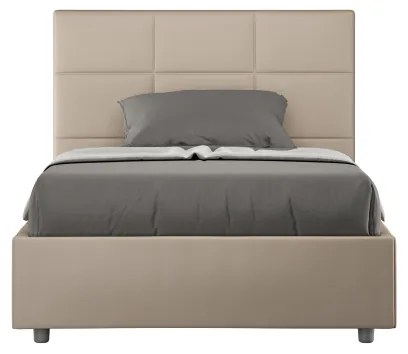 Letto matrimoniale francese senza rete imbottito 140x210 similpelle tortora Mika