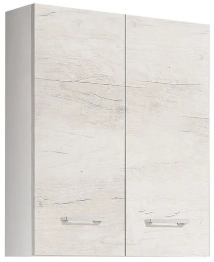 Pensile doppio sospeso Quercia Bianco con maniglie cromate 60x22xh71 cm