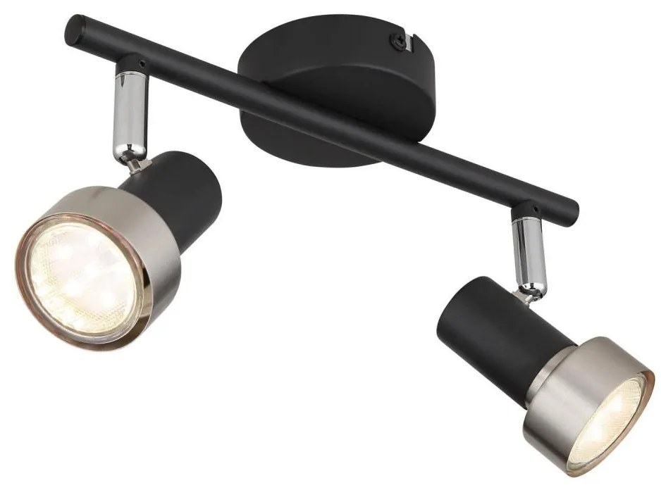 Globo 57917-2N - Faretto MASON 2xGU10/25W/230V nero/argento