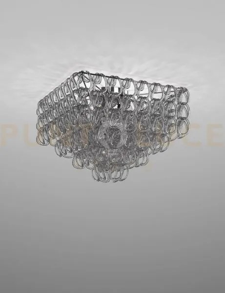 Giogali lampadadario a soffitto 65q cristallo quadrato fume' e crom...