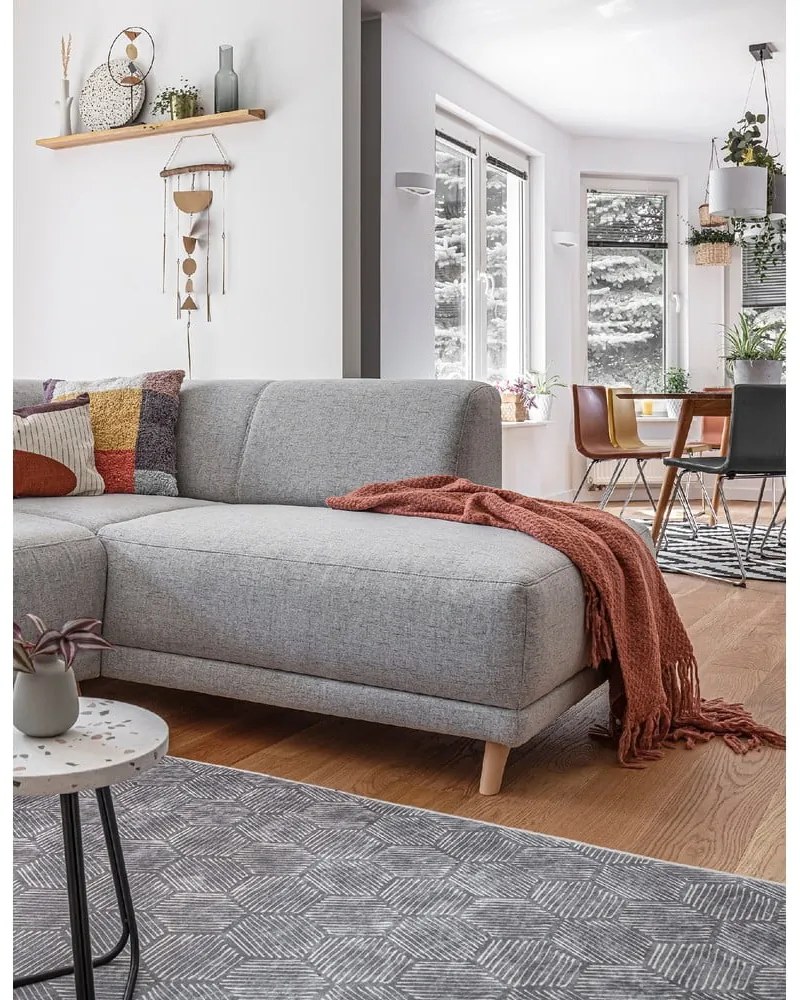 Divano angolare grigio chiaro allungabile e con contenitore (penisola a destra/a L) Classy Sophie – Miuform