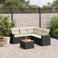 Set Divano da Giardino 6 pz con Cuscini Nero in Polyrattan 3256448