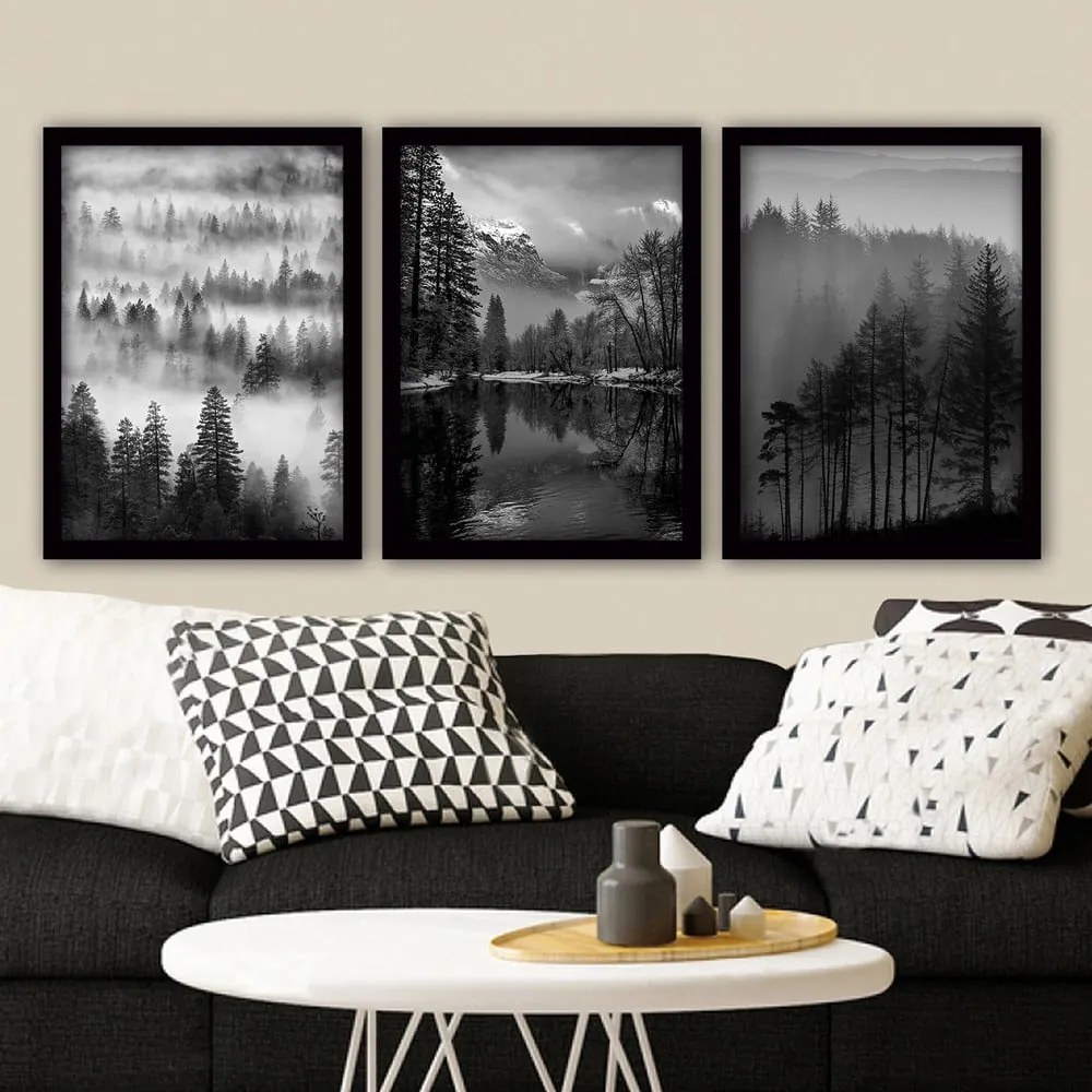 Dipinti in set di 3 pezzi 35x45 cm Black &amp; White - Wallity