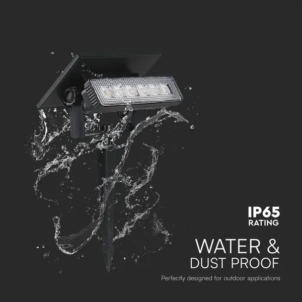 Lampada LED solare LED/0,9W/3,7V 3000K IP65 1200 mAh nero