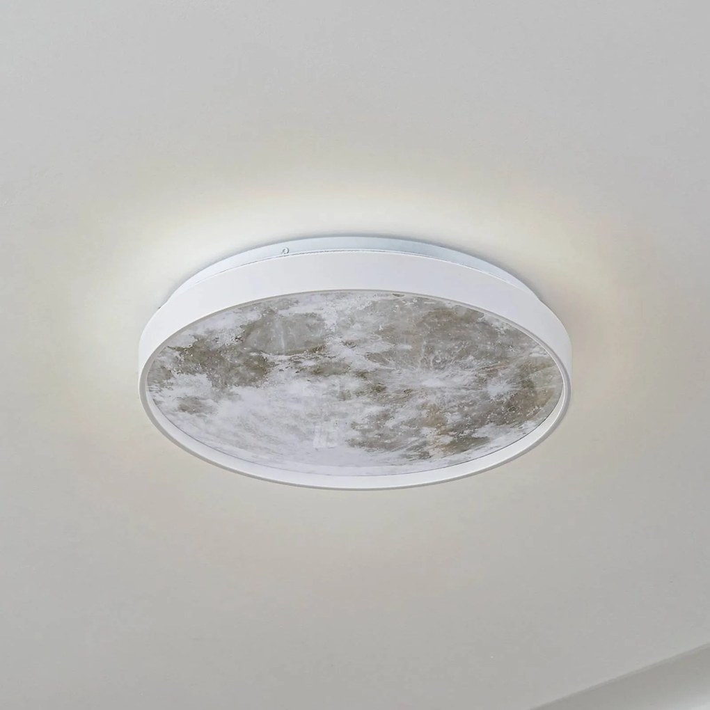 Lindby plafoniera LED Lune, plastica, metallo, 38 cm