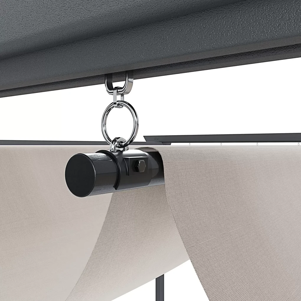 Pergola Gazebo 3x4m Con Tetto Scorrevole - Grigio Per Giardino - Foto 5