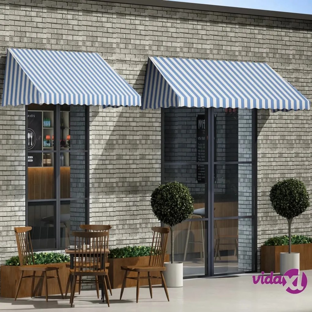 vidaXL Tenda da Sole per Bistrò 300x120 cm Blu e Bianca
