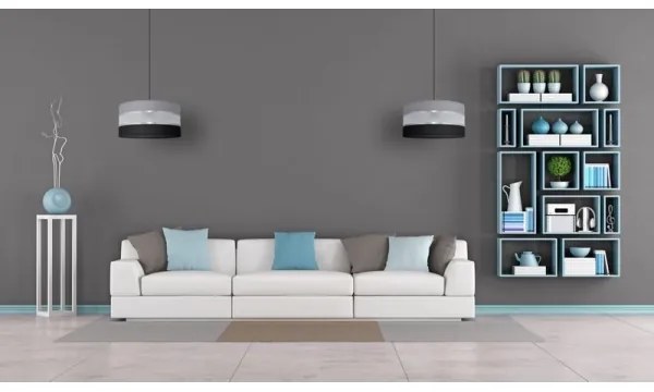 Lampadario a sospensione con filo HELEN 1xE27/15W/230V diametro 40 cm nero/grigio/argento