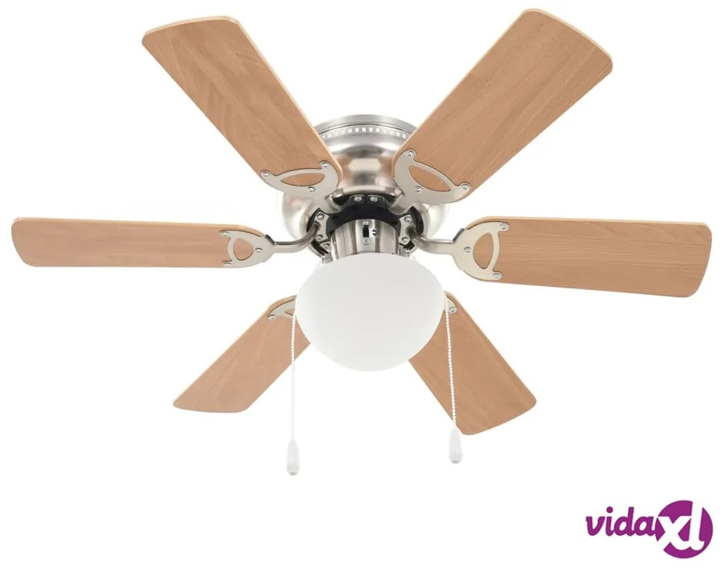 vidaXL Ventilatore da Soffitto Decorato con Luce 82 cm Marrone Chiaro