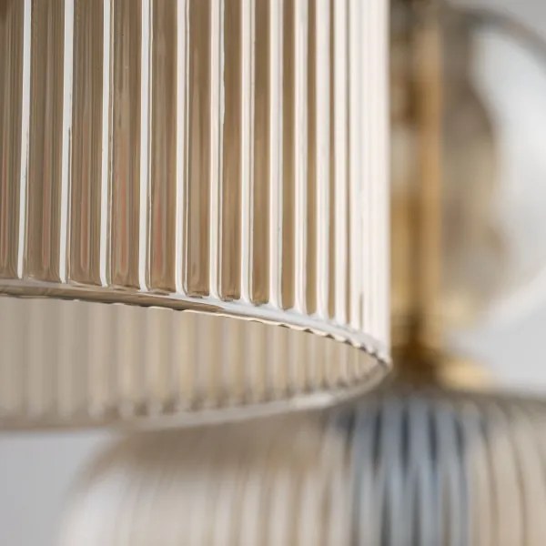 Lampadario a sospensione SOPHIA 3xE14/10W/230V nero/beige fumé