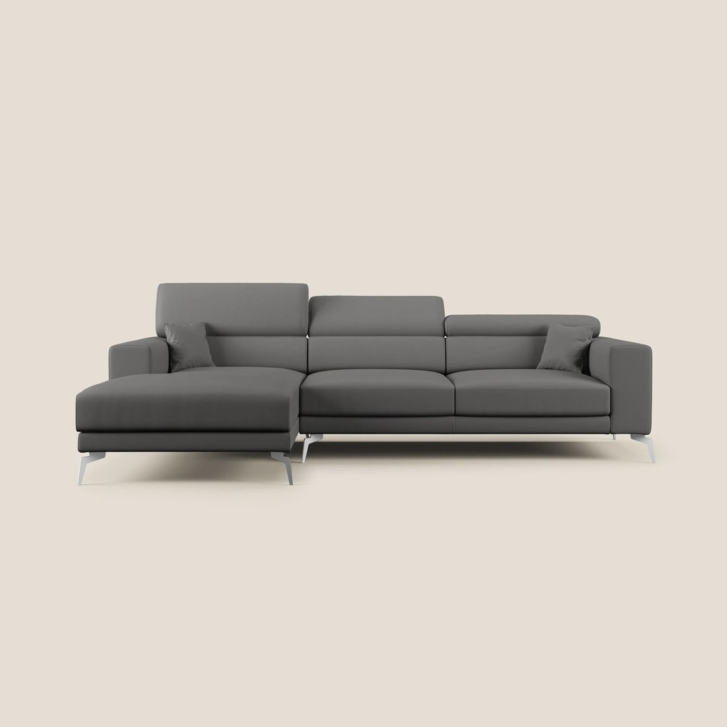 Blade Divano moderno angolare con poggiatesta reclinabili in Ecopelle T04