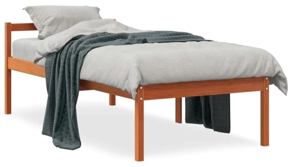 Letto per Anziani Marrone Cera 90x190 cm Legno Massello di Pino