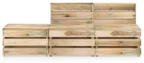 Set Divani da Giardino 3 pz in Legno di Pino Impregnato Verde