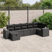 Set Divani da Giardino con Cuscini 7pz Nero Polyrattan 3264451