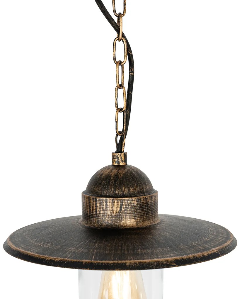 Lampada a sospensione da esterno rustica oro antico IP44 - Kansas